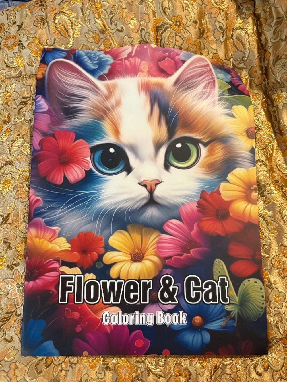 Oversized Flower & Cat Coloring Book | Large Format Cat & Floral Art